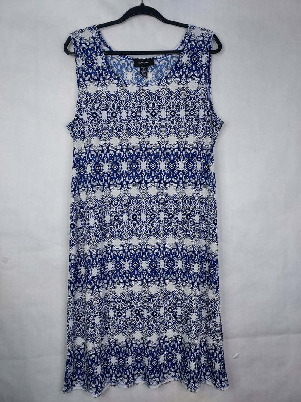 R&M Richards Midi Dress Womens Plus 16 Sleeveless Sheath Textured Geometric Boho